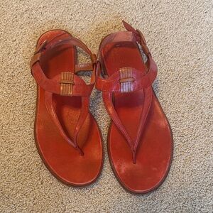 Vía Spiga Red Leather T-Strap Sandals size 10